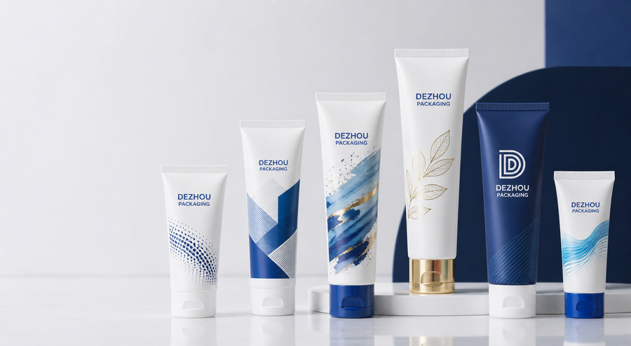 Custom PE and ABL cosmetic tubes showing offset printing, silk screen printing and hot stamping finishes