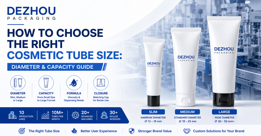 Cosmetic tube size diameter and capacity guide by DEZHOU Packaging