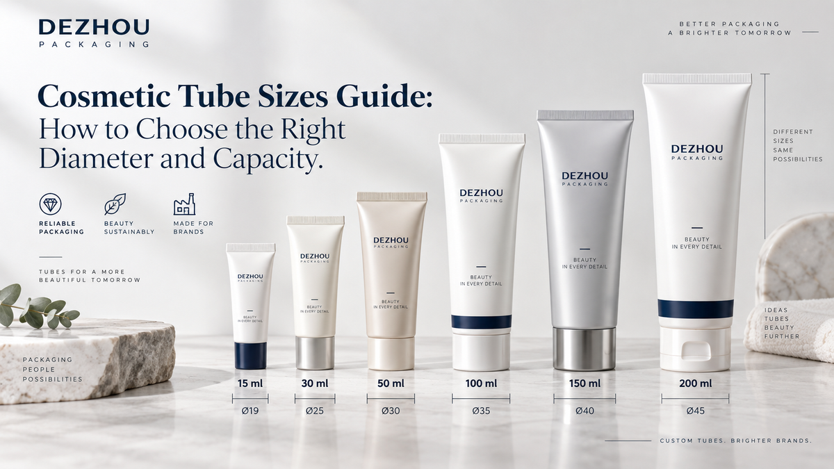 cosmetic tube sizes guide showing different tube diameters and capacities