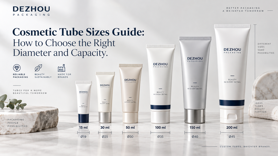 cosmetic tube sizes guide showing different tube diameters and capacities