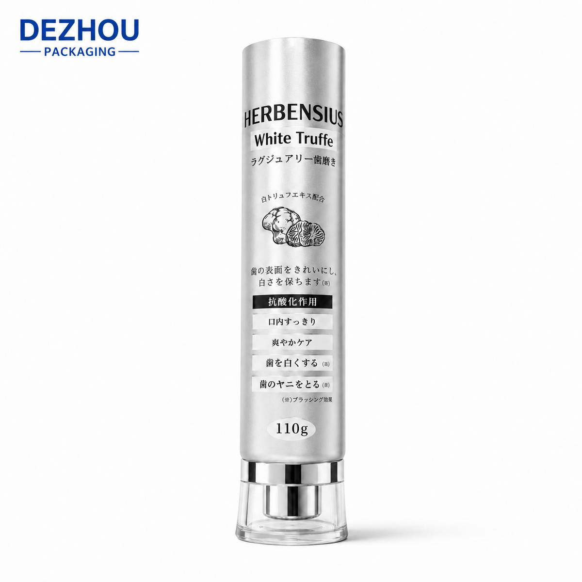 Custom Silver ABL Whitening Toothpaste Tube with Japanese Printing and Acrylic Cap