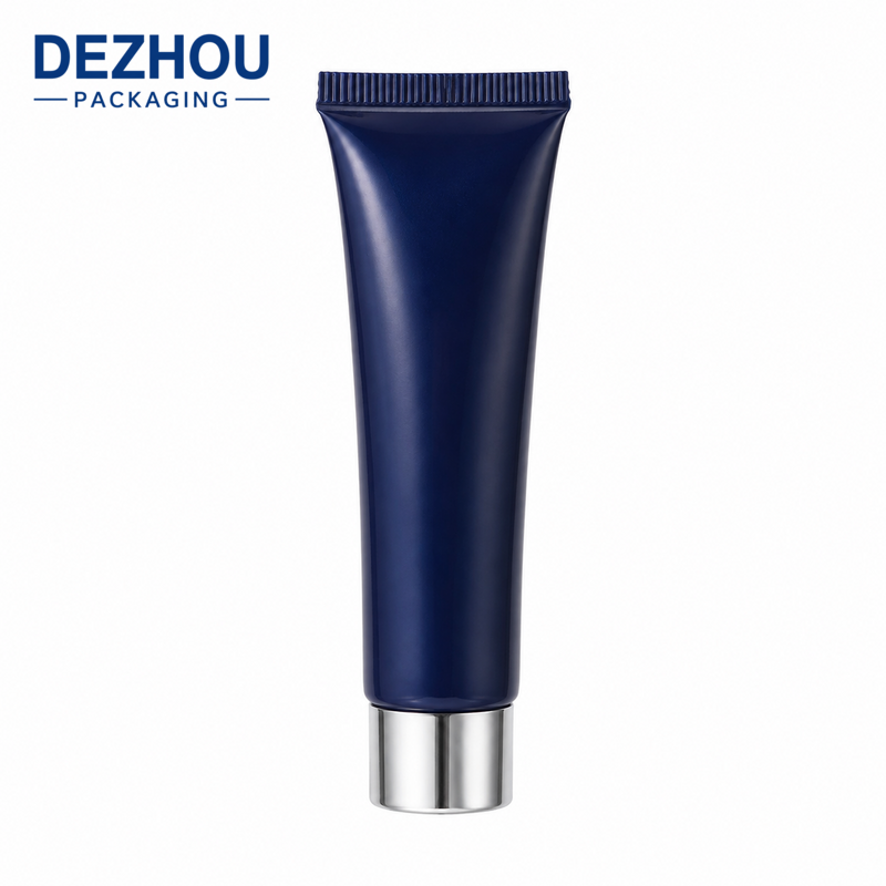 100ml PE facial cleanser tube with electroplated cap front view