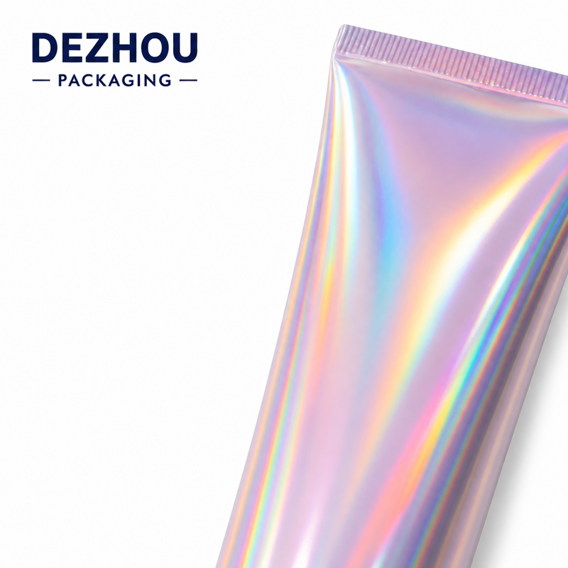 Custom Pink Holographic ABL Cosmetic Tube with Electroplated Cap for Skincare Packaging