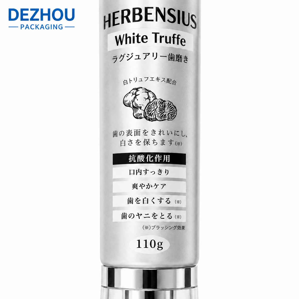 Custom Silver ABL Whitening Toothpaste Tube with Japanese Printing and Acrylic Cap