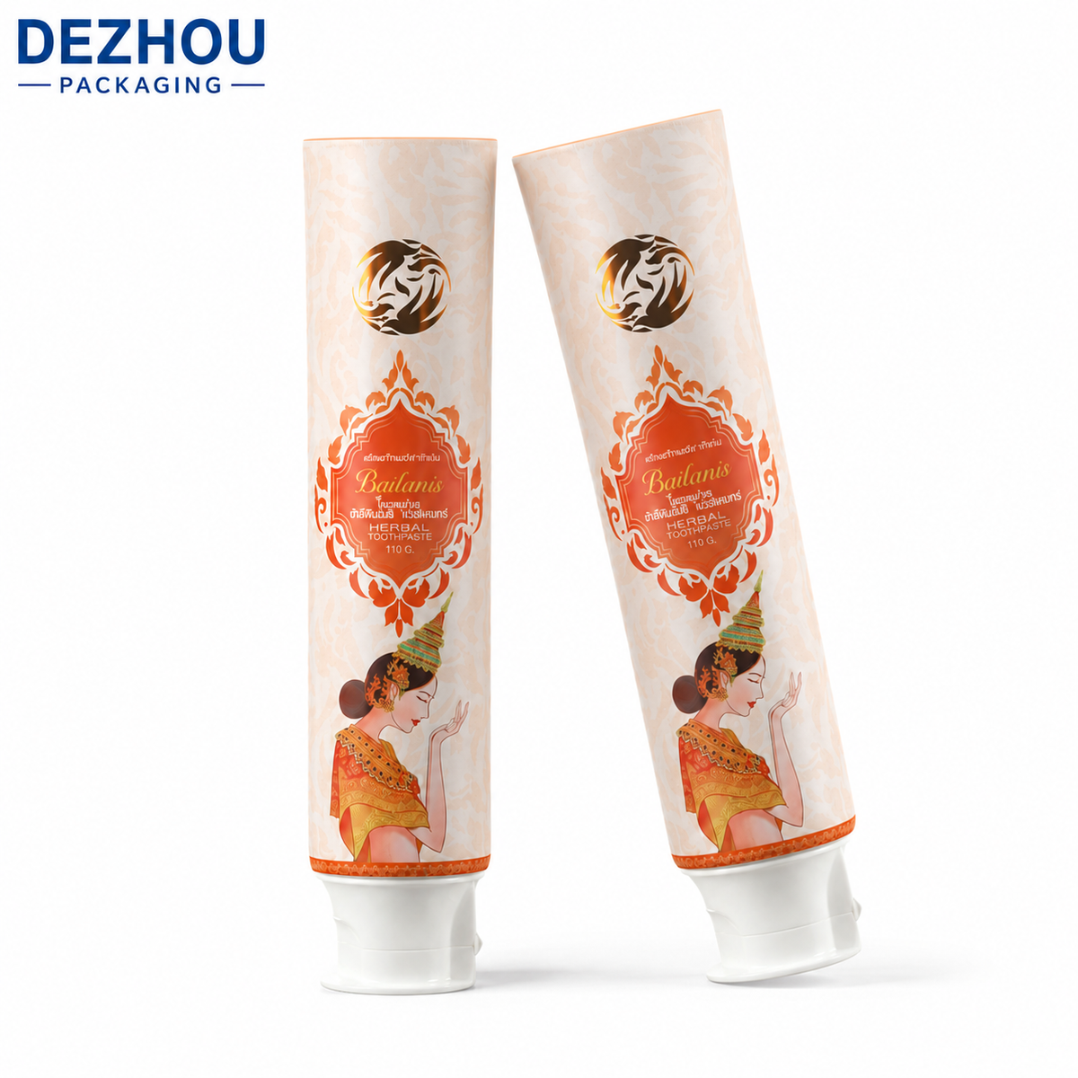 Custom ABL Toothpaste Tube with Thai Printing and Hot Stamping for Oral Care Packaging