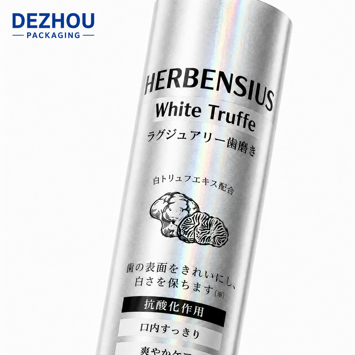 Custom Silver ABL Whitening Toothpaste Tube with Japanese Printing and Acrylic Cap