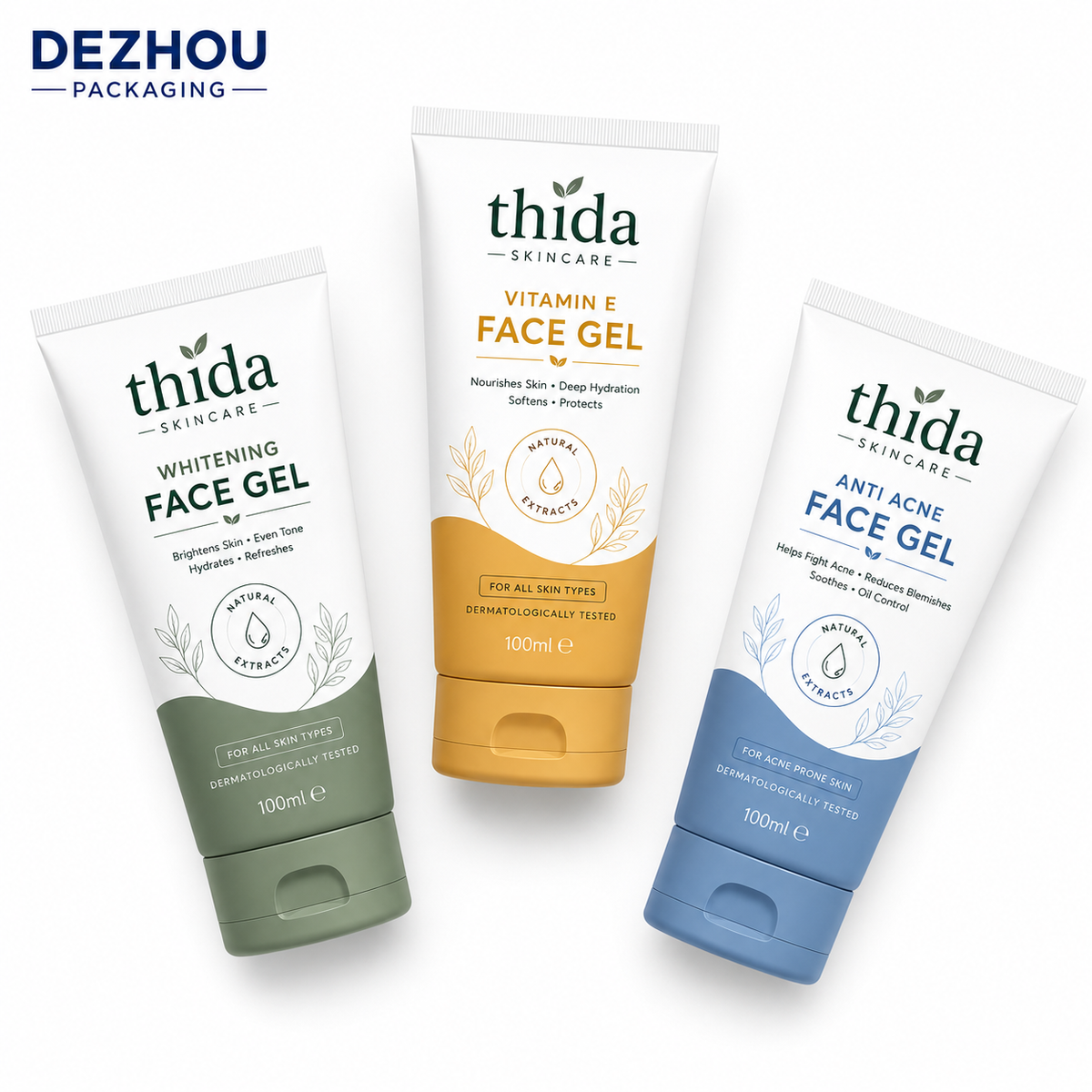 Custom PE Facial Gel Squeeze Tube with Flip-Top Cap for Skincare Packaging