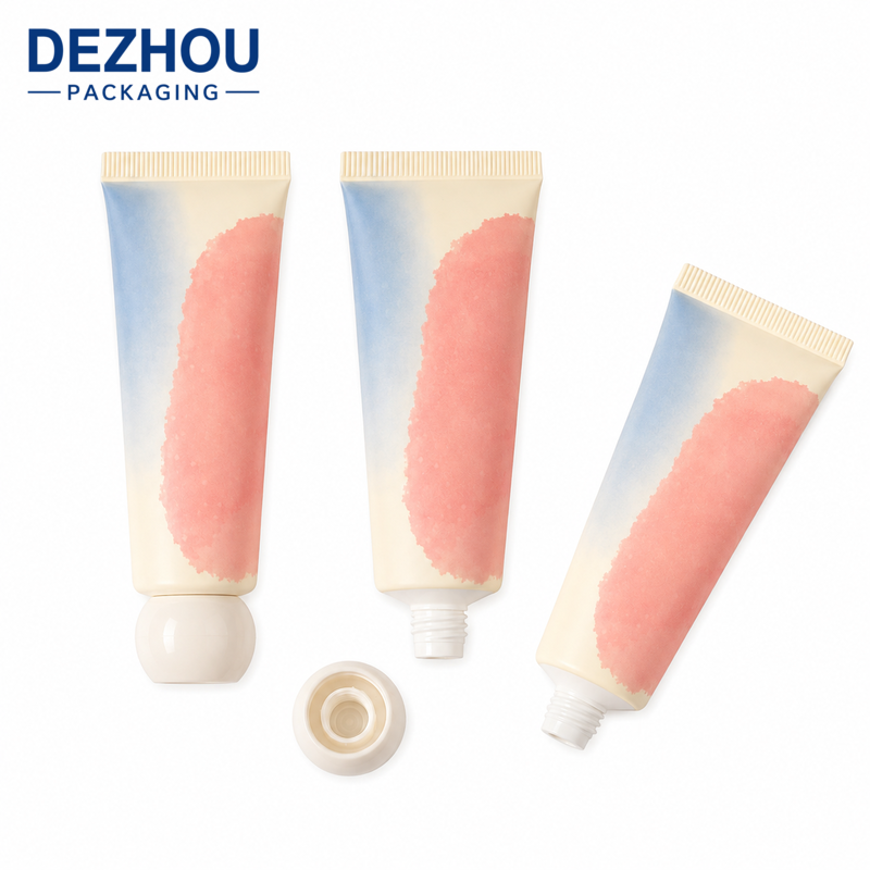 PE skincare tube with unique round cap