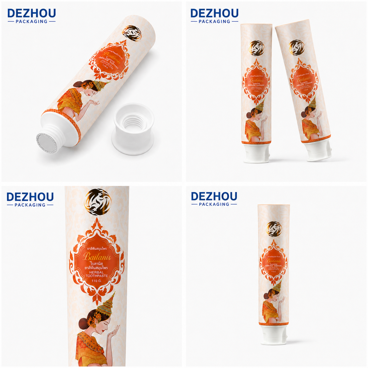 Custom ABL Toothpaste Tube with Thai Printing and Hot Stamping for Oral Care Packaging