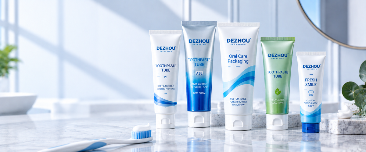 Custom toothpaste tubes in PE and ABL packaging for oral care brands