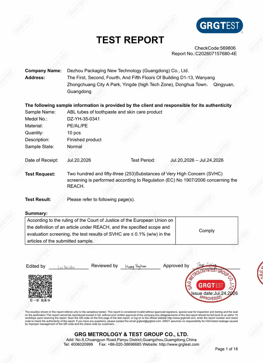 REACH SVHC test report